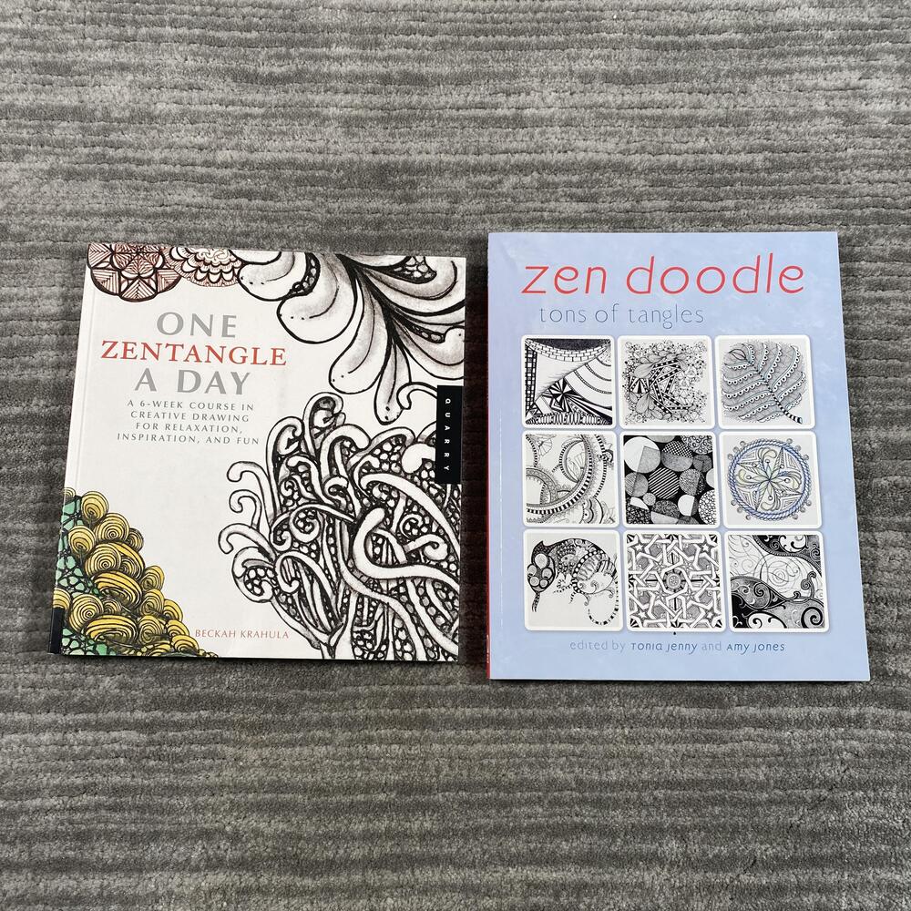 One Zentangle A Day & Zen Doodle Tons Tangles Lot 2 PB Krahula Jenny Jones
